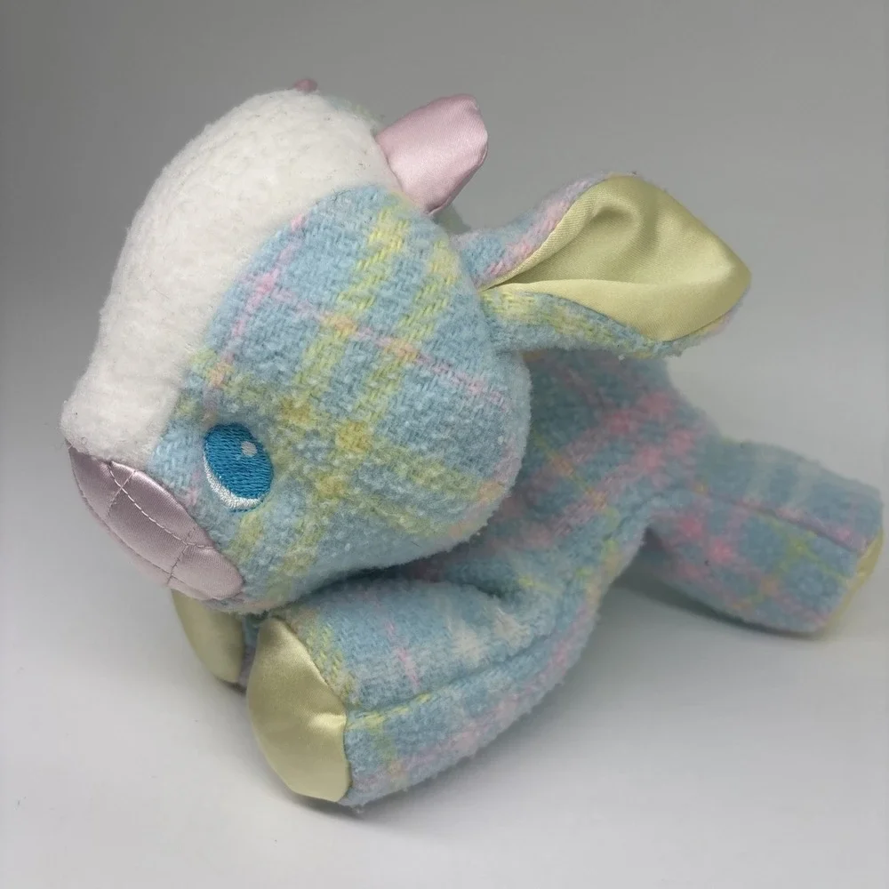 PLAYSKOOL Snuzzles Blankies Cow Plush Pastel Plaid Kawaii CLEAN VTG 80s‎ Satin